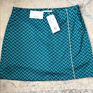 Lady Hagen Teal and Navy Herringbone Mini Skirt